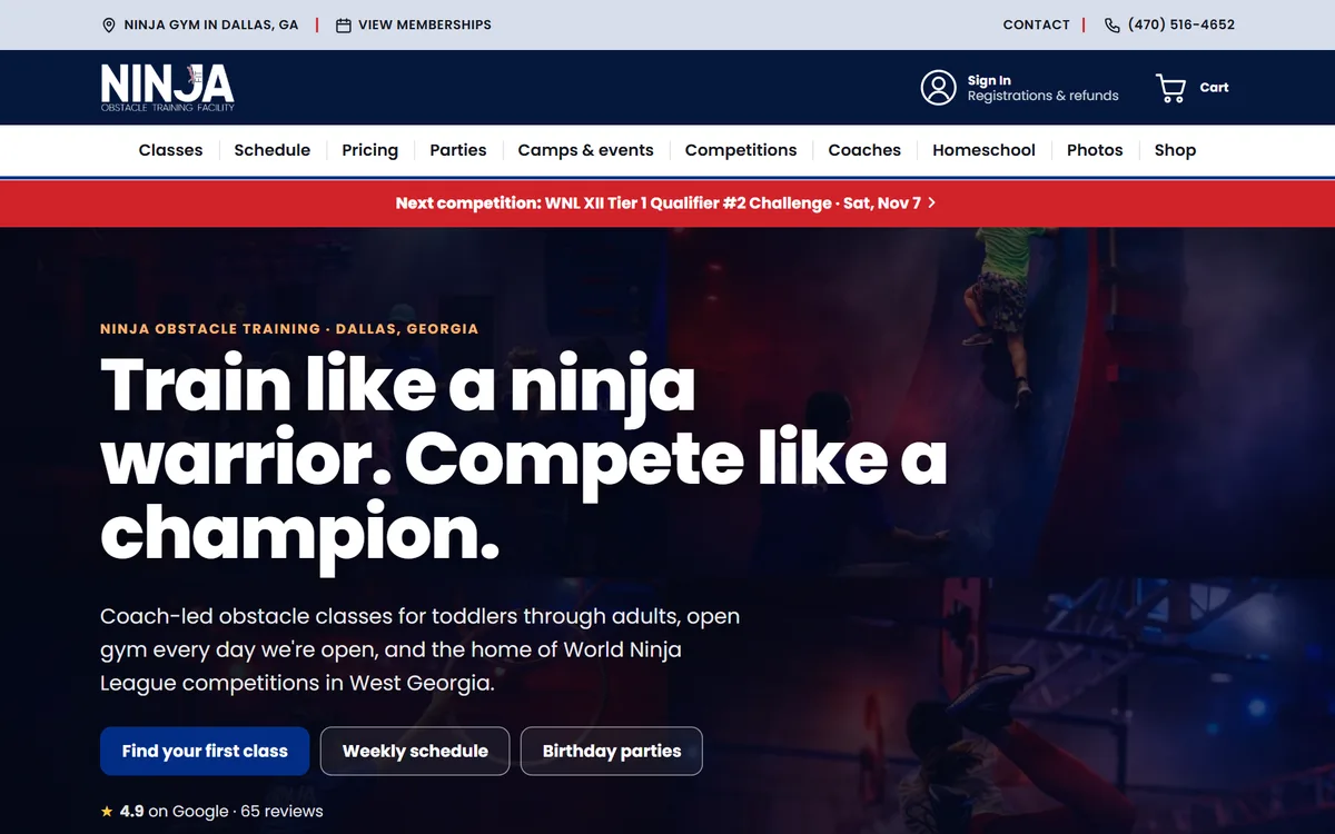 NinjaFit's home page on Ninja HQ
