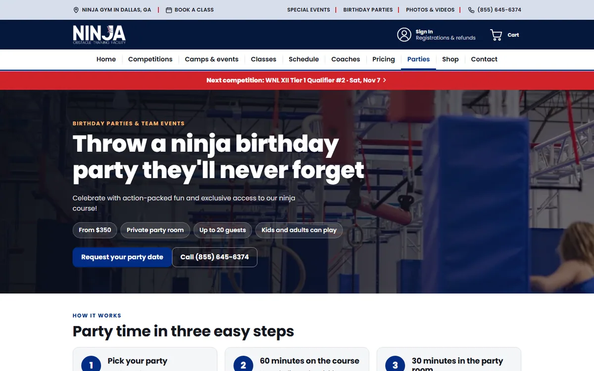Birthday parties page