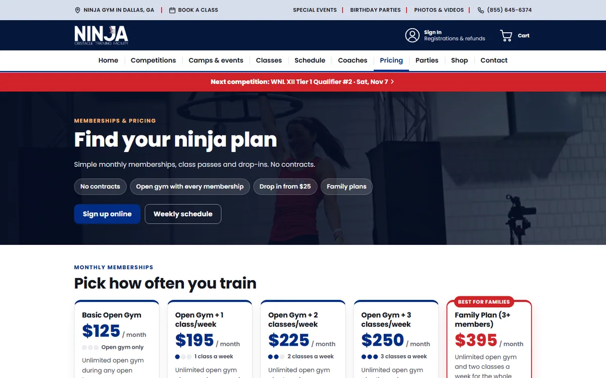 Pricing page