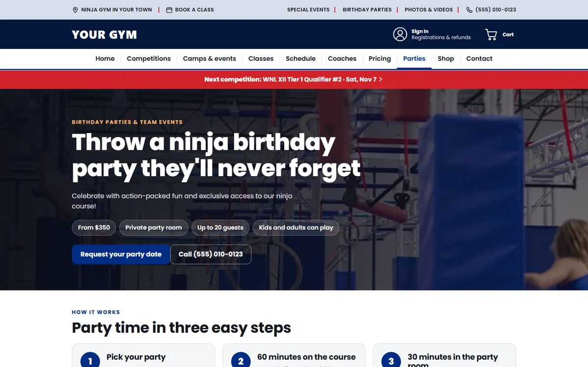 Birthday parties page
