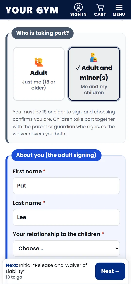 The waiver on a phone